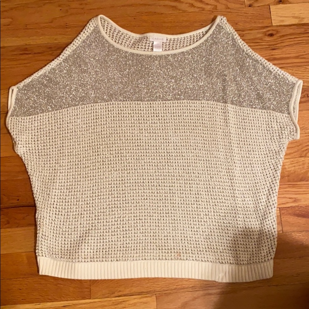 Cache short sleeve crochet sweater